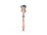 Rose gold Cushion Cut Diamond Solitaire Ring with Pavé Band and Prong Setting_2