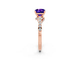 Rose gold Cushion Cut Diamond Solitaire Ring with Pavé Band and Prong Setting_2