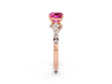 Rose gold Cushion Cut Diamond Solitaire Ring with Pavé Band and Prong Setting_2