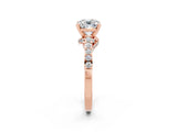 Rose gold Cushion Cut Diamond Solitaire Ring with Pavé Band and Prong Setting_2