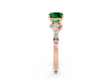 Rose gold Cushion Cut Diamond Solitaire Ring with Pavé Band and Prong Setting_2