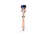 Rose gold Cushion Cut Diamond Solitaire Ring with Pavé Band and Prong Setting_2