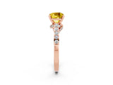 Rose gold Cushion Cut Diamond Solitaire Ring with Pavé Band and Prong Setting_2