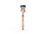 Rose gold Cushion Cut Diamond Solitaire Ring with Pavé Band and Prong Setting_2