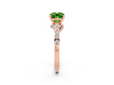 Rose gold Cushion Cut Diamond Solitaire Ring with Pavé Band and Prong Setting_2