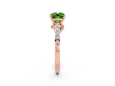 Rose gold Cushion Cut Diamond Solitaire Ring with Pavé Band and Prong Setting_2