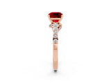 Rose gold Cushion Cut Diamond Solitaire Ring with Pavé Band and Prong Setting_2
