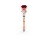 Rose gold Cushion Cut Diamond Solitaire Ring with Pavé Band and Prong Setting_2