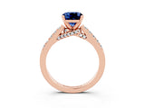 Rose gold Cushion Cut Diamond Solitaire Ring with Pavé Band and Prong Setting_3