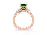 Rose gold Cushion Cut Diamond Solitaire Ring with Pavé Band and Prong Setting_3