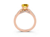 Rose gold Cushion Cut Diamond Solitaire Ring with Pavé Band and Prong Setting_3