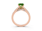 Rose gold Cushion Cut Diamond Solitaire Ring with Pavé Band and Prong Setting_3
