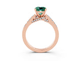 Rose gold Cushion Cut Diamond Solitaire Ring with Pavé Band and Prong Setting_3