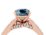 Rose gold Cushion Cut Diamond Solitaire Ring with Pavé Band and Prong Setting_4