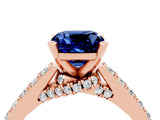 Rose gold Cushion Cut Diamond Solitaire Ring with Pavé Band and Prong Setting_4