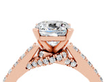 Rose gold Cushion Cut Diamond Solitaire Ring with Pavé Band and Prong Setting_4