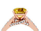 Rose gold Cushion Cut Diamond Solitaire Ring with Pavé Band and Prong Setting_4