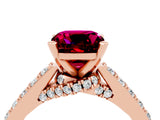 Rose gold Cushion Cut Diamond Solitaire Ring with Pavé Band and Prong Setting_4