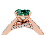 Rose gold Cushion Cut Diamond Solitaire Ring with Pavé Band and Prong Setting_4