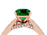 Rose gold Cushion Cut Diamond Solitaire Ring with Pavé Band and Prong Setting_4