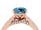 Rose gold Cushion Cut Diamond Solitaire Ring with Pavé Band and Prong Setting_4