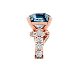 Rose gold Cushion Cut Diamond Solitaire Ring with Pavé Band and Prong Setting_5