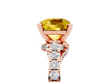 Rose gold Cushion Cut Diamond Solitaire Ring with Pavé Band and Prong Setting_5