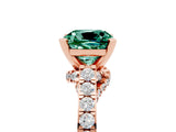 Rose gold Cushion Cut Diamond Solitaire Ring with Pavé Band and Prong Setting_5