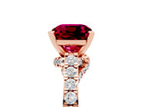 Rose gold Cushion Cut Diamond Solitaire Ring with Pavé Band and Prong Setting_5