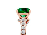 Rose gold Cushion Cut Diamond Solitaire Ring with Pavé Band and Prong Setting_5