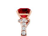 Rose gold Cushion Cut Diamond Solitaire Ring with Pavé Band and Prong Setting_5