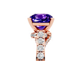 Rose gold Cushion Cut Diamond Solitaire Ring with Pavé Band and Prong Setting_5