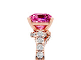 Rose gold Cushion Cut Diamond Solitaire Ring with Pavé Band and Prong Setting_5
