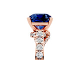 Rose gold Cushion Cut Diamond Solitaire Ring with Pavé Band and Prong Setting_5