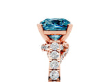 Rose gold Cushion Cut Diamond Solitaire Ring with Pavé Band and Prong Setting_5