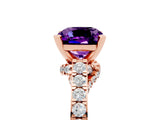 Rose gold Cushion Cut Diamond Solitaire Ring with Pavé Band and Prong Setting_5