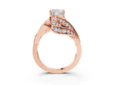 Rose gold Cushion Cut Diamond Solitaire Ring with Prong Setting and Twisted Pavé Band_6