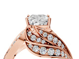 Rose gold Cushion Cut Diamond Solitaire Ring with Prong Setting and Twisted Pavé Band_7
