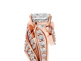 Rose gold Cushion Cut Diamond Solitaire Ring with Prong Setting and Twisted Pavé Band_8