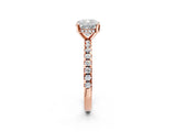Rose gold Cushion Cut Diamond Solitaire Ring with Round  Pavé Band and Four-Prong Setting_44