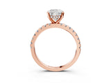 Rose gold Cushion Cut Diamond Solitaire Ring with Round  Pavé Band and Four-Prong Setting_45