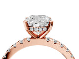 Rose gold Cushion Cut Diamond Solitaire Ring with Round  Pavé Band and Four-Prong Setting_46