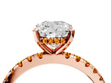Rose gold Cushion Cut Diamond Solitaire Ring with Round with Citrine side stone Pavé Band and Four-Prong Setting_40