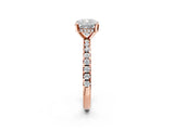 Rose gold Cushion Cut Diamond Solitaire Ring with Round with Moissanite side stone Pavé Band and Four-Prong Setting_38
