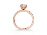 Rose gold Cushion Cut Diamond Solitaire Ring with Round with Moissanite side stone Pavé Band and Four-Prong Setting_39