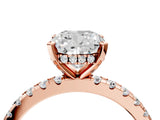 Rose gold Cushion Cut Diamond Solitaire Ring with Round with Moissanite side stone Pavé Band and Four-Prong Setting_40