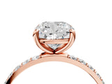 Rose gold Cushion Cut Diamond Solitaire Ring with Round with Moissanite side stone Pavé Band and Prong Setting_16
