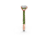 Rose gold Cushion Cut Diamond Solitaire Ring with Round with Peridot side stone Pavé Band and Four-Prong Setting_38