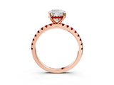 Rose gold Cushion Cut Diamond Solitaire Ring with Round with Ruby side stone Pavé Band and Four-Prong Setting_39