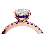 Rose gold Cushion Cut Diamond Solitaire Ring with Round with Tanzanite side stone Pavé Band and Four-Prong Setting_40